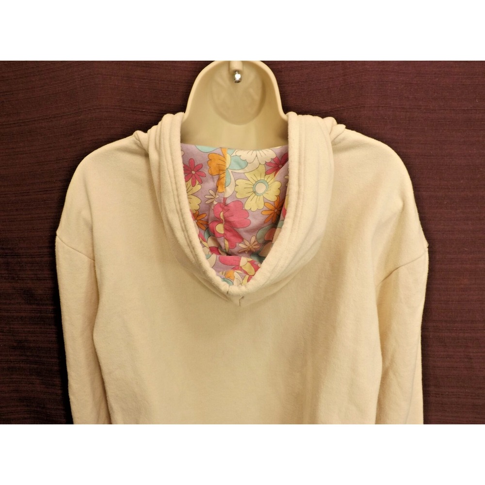 MTV Women's Pullover Cream Hoodie floral Hood - Size Medium Long sleeves - Picture 5 of 13